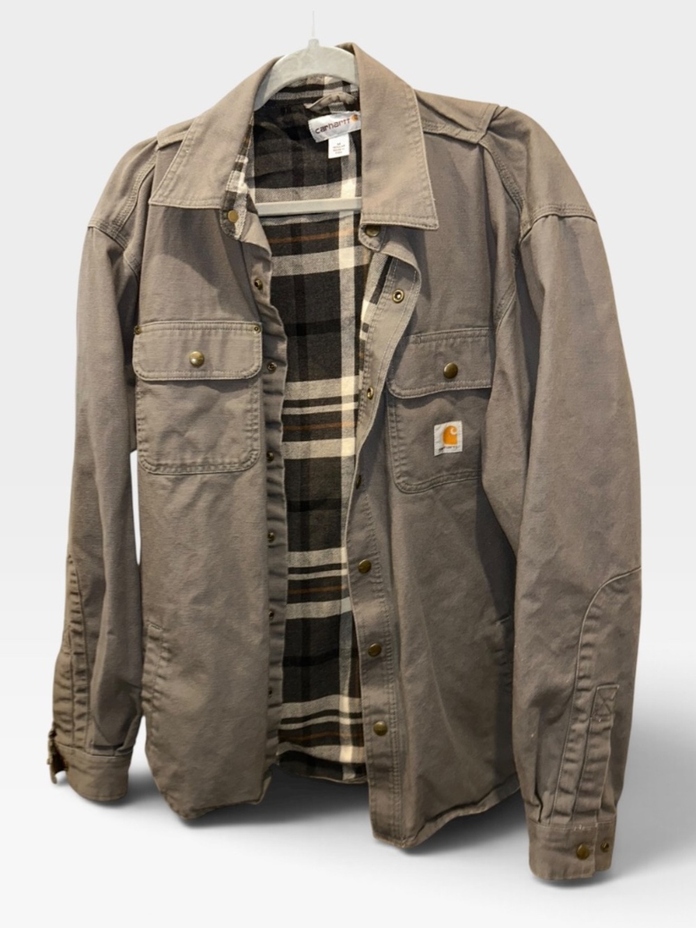 Carhartt gray plaid flannel lining shirt jacket shacket M